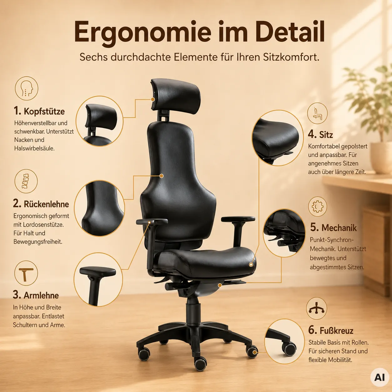 Ortholetic Balance L mit Kopfstütze - Ortho-Bürostuhl